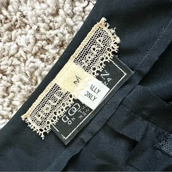 Vintage Holly Harp Ruffle Layered Tiered Floral Dress in Black Size Medium 80s - Picture 8 of 10